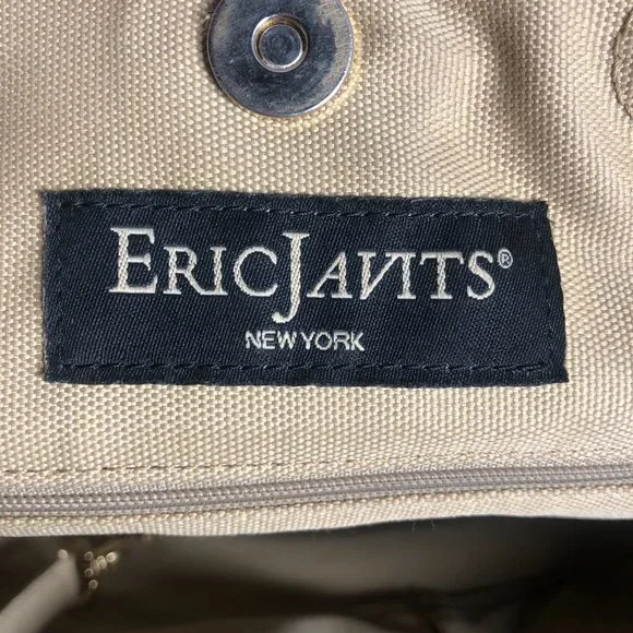 ERIC JAVITZ Black & Metallic Gold Woven Tote, Chunky Gold Accents, Medium Size - Picture 14 of 16